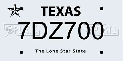 7DZ700 Texas License Plate