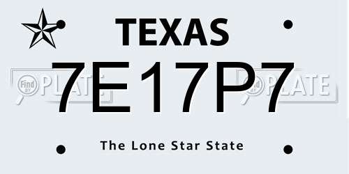 7E17P7 Texas License Plate
