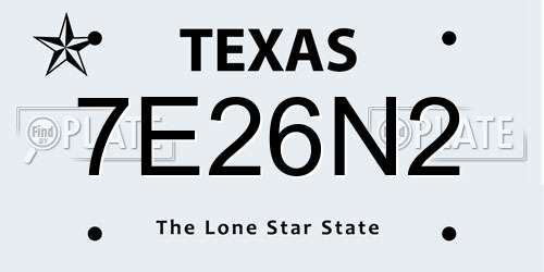 7E26N2 Texas License Plate