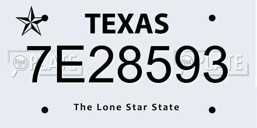 7E28593 Texas License Plate