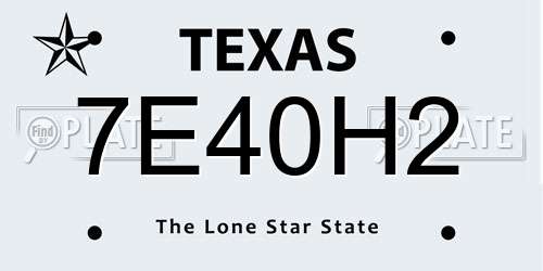 7E40H2 Texas License Plate