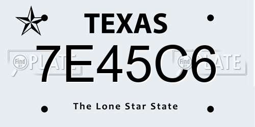 7E45C6 Texas License Plate