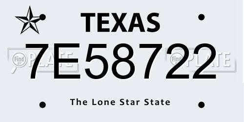 7E58722 Texas License Plate