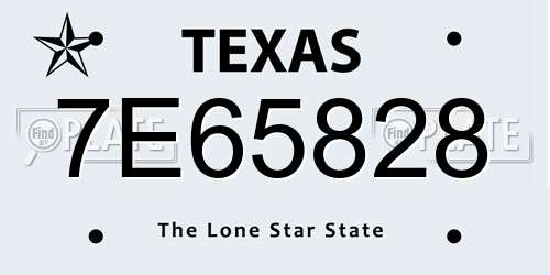 7E65828 Texas License Plate
