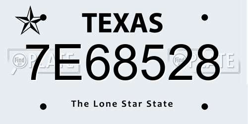 7E68528 Texas License Plate