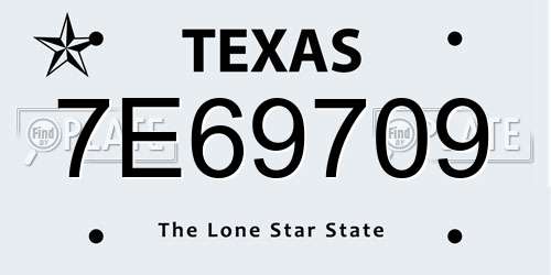 7E69709 Texas License Plate