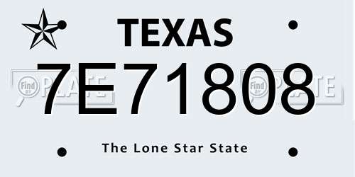 7E71808 Texas License Plate