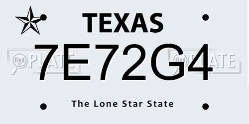 7E72G4 Texas License Plate