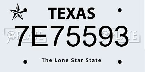 7E75593 Texas License Plate