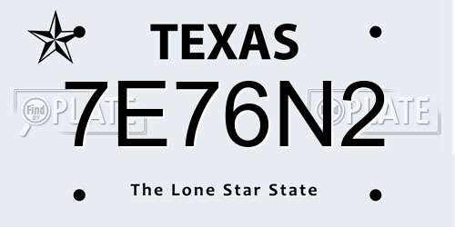 7E76N2 Texas License Plate