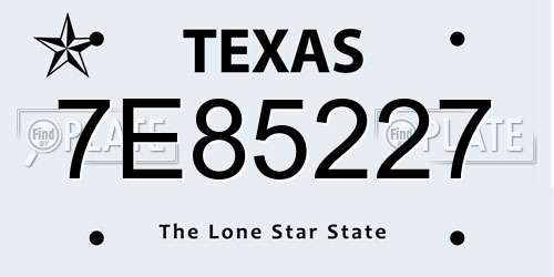 7E85227 Texas License Plate