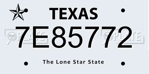7E85772 Texas License Plate