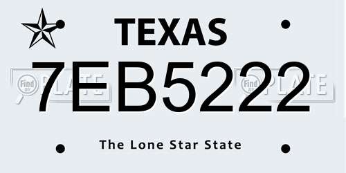 7EB5222 Texas License Plate