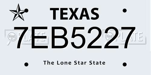 7EB5227 Texas License Plate
