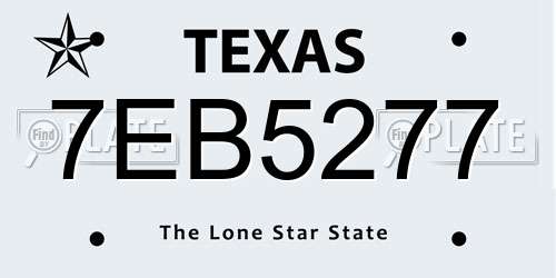 7EB5277 Texas License Plate