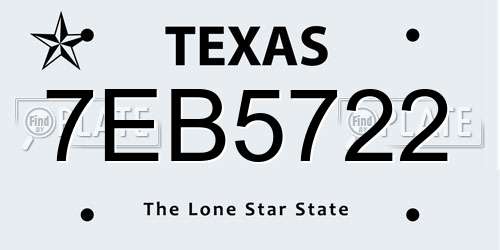 7EB5722 Texas License Plate