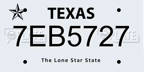 7EB5727 Texas License Plate