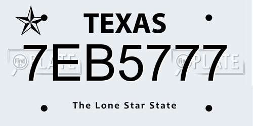 7EB5777 Texas License Plate