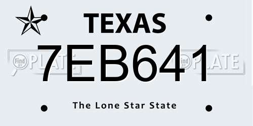 7EB641 Texas License Plate