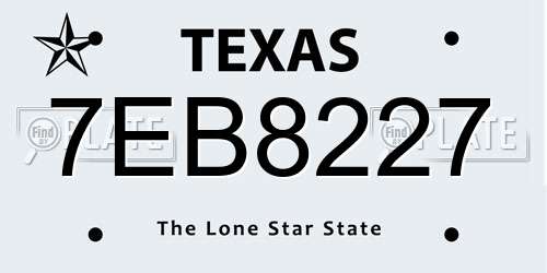 7EB8227 Texas License Plate