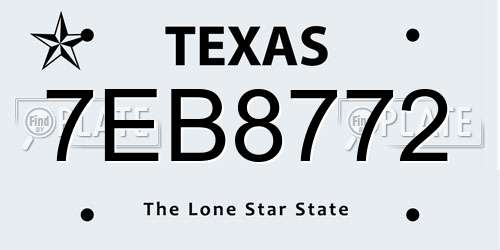 7EB8772 Texas License Plate