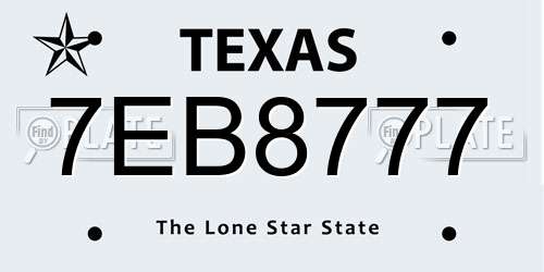 7EB8777 Texas License Plate