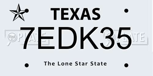 7EDK35 Texas License Plate