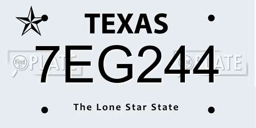 7EG244 Texas License Plate