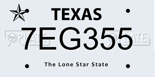 7EG355 Texas License Plate
