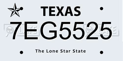 7EG5525 Texas License Plate