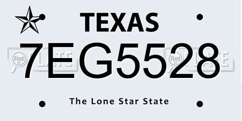 7EG5528 Texas License Plate