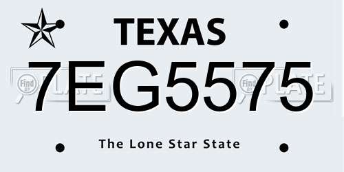 7EG5575 Texas License Plate