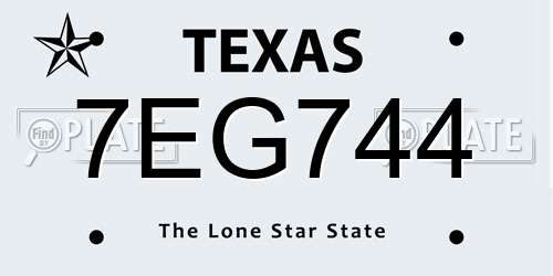 7EG744 Texas License Plate