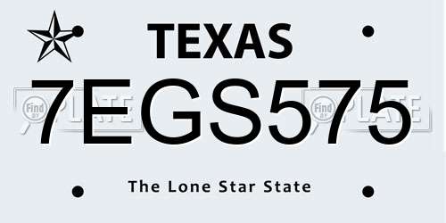 7EGS575 Texas License Plate