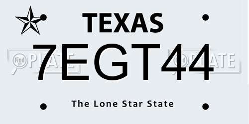 7EGT44 Texas License Plate