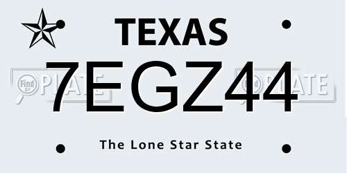 7EGZ44 Texas License Plate