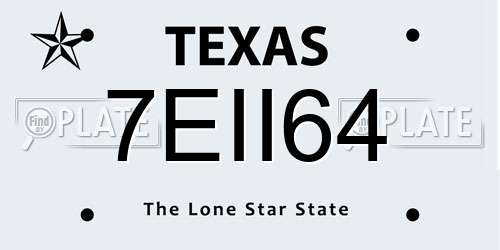 7EII64 Texas License Plate