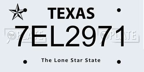 7EL2971 Texas License Plate