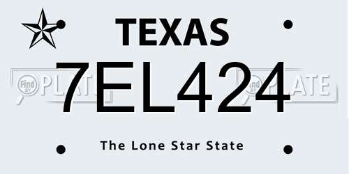 7EL424 Texas License Plate