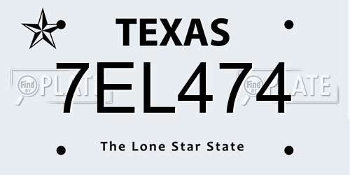 7EL474 Texas License Plate