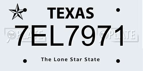 7EL7971 Texas License Plate