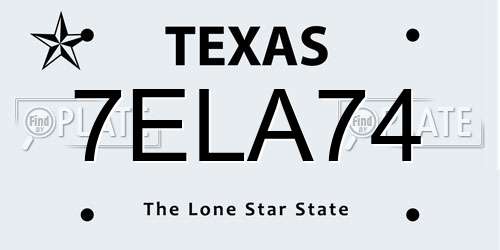 7ELA74 Texas License Plate