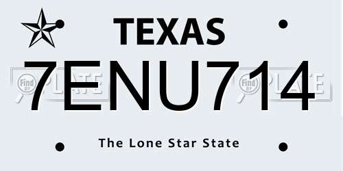7ENU714 Texas License Plate