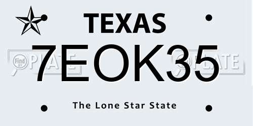 7EOK35 Texas License Plate