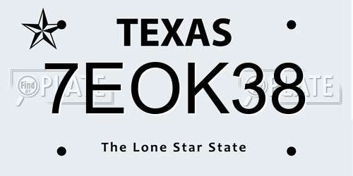 7EOK38 Texas License Plate