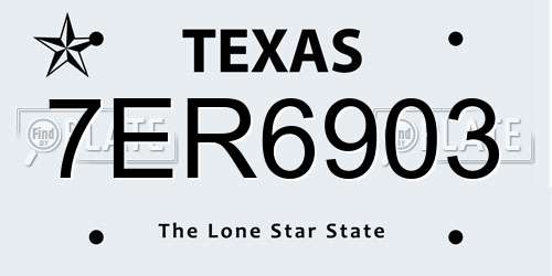 7ER6903 Texas License Plate