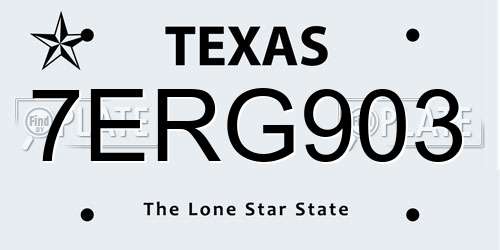 7ERG903 Texas License Plate