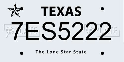 7ES5222 Texas License Plate