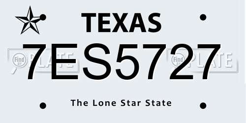 7ES5727 Texas License Plate