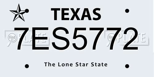7ES5772 Texas License Plate